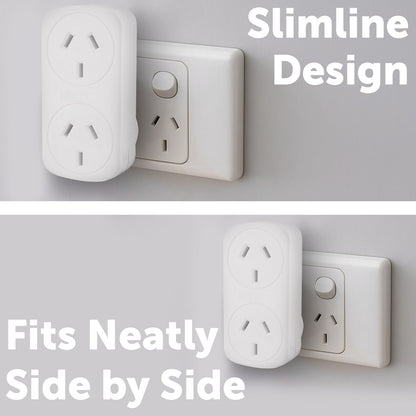 Double power adaptor for two devices – Arlec compact wall plug