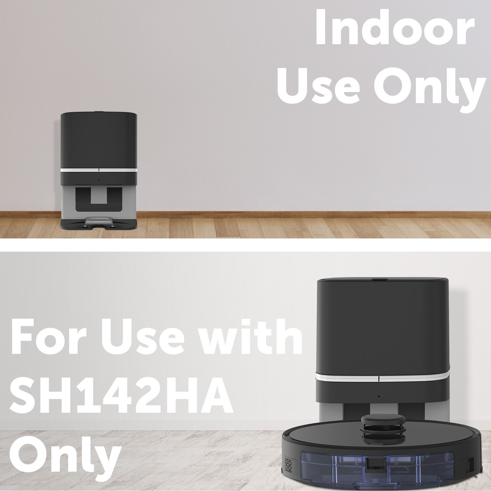 Automatic dust collection base with 2.8L capacity and 6 disposable bags for SH142HA robotic vacuum