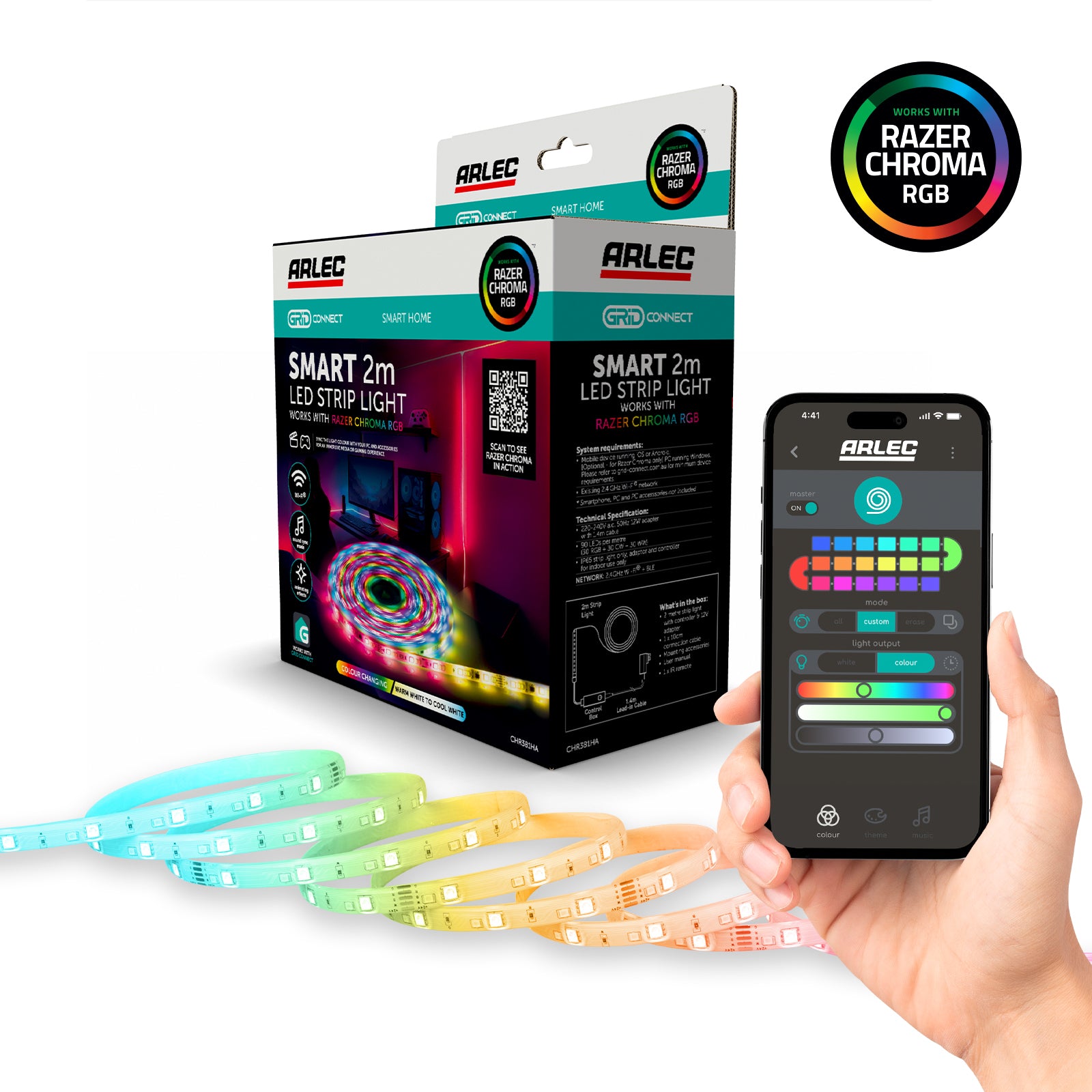 Arlec Grid Connect Smart 2m RGB Strip Light with Razer Chroma