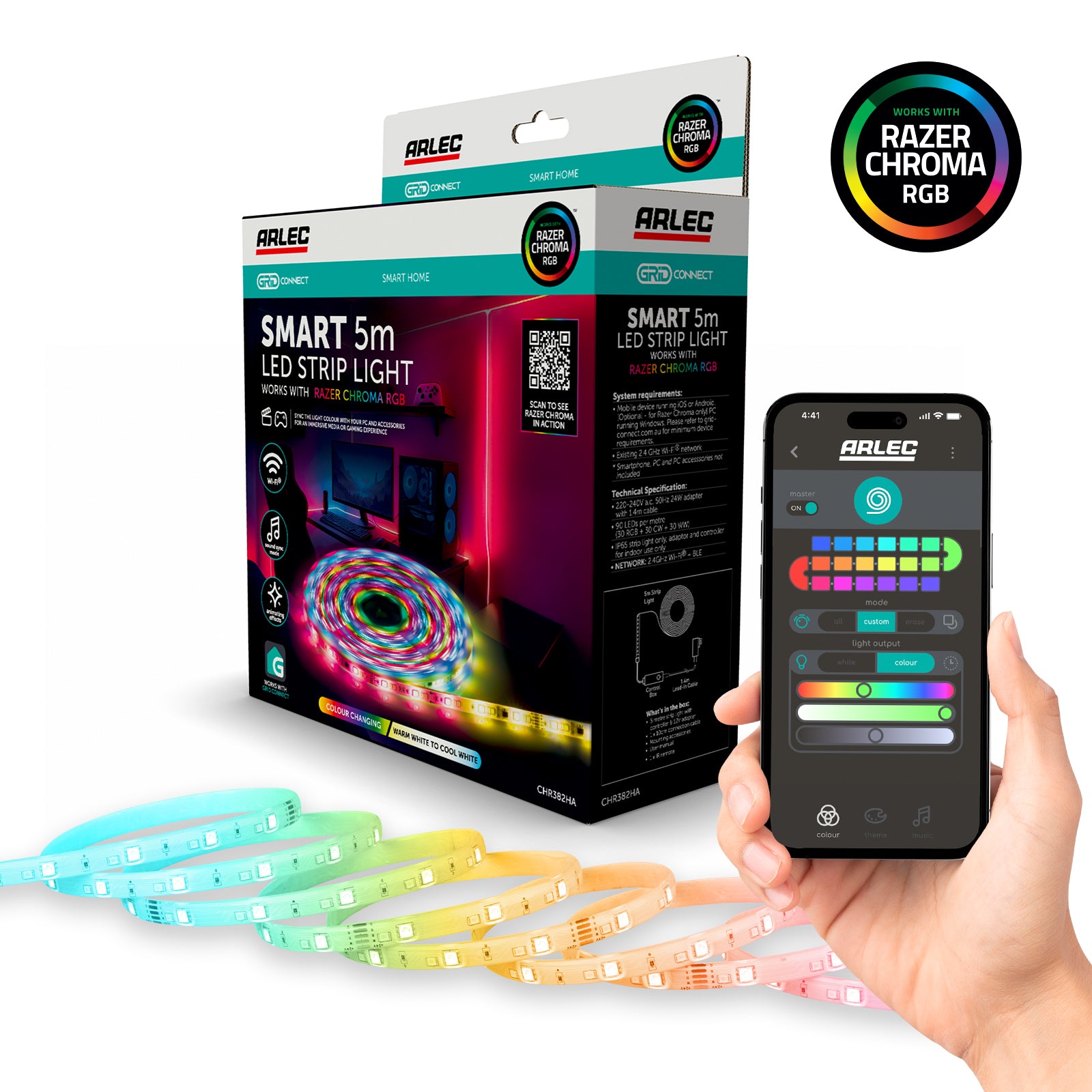 Arlec Grid Connect Smart 5m RGB Strip Light with Razer Chroma