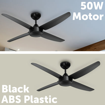 Arlec Black DIY 120mm 4-Blade Ceiling Fan with 4m Power Cord
