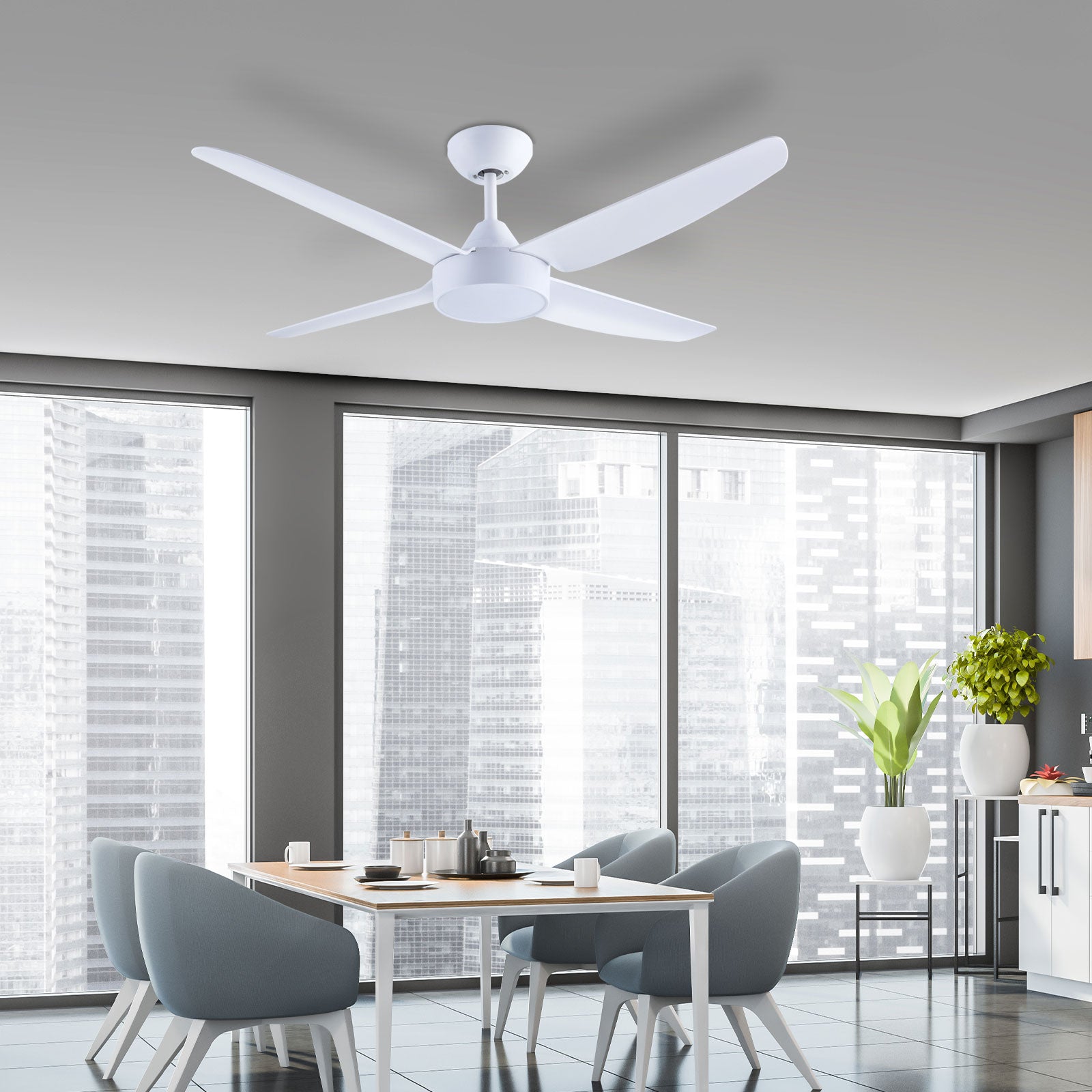 Arlec Chicago White 4-Blade 120cm AC Ceiling Fan