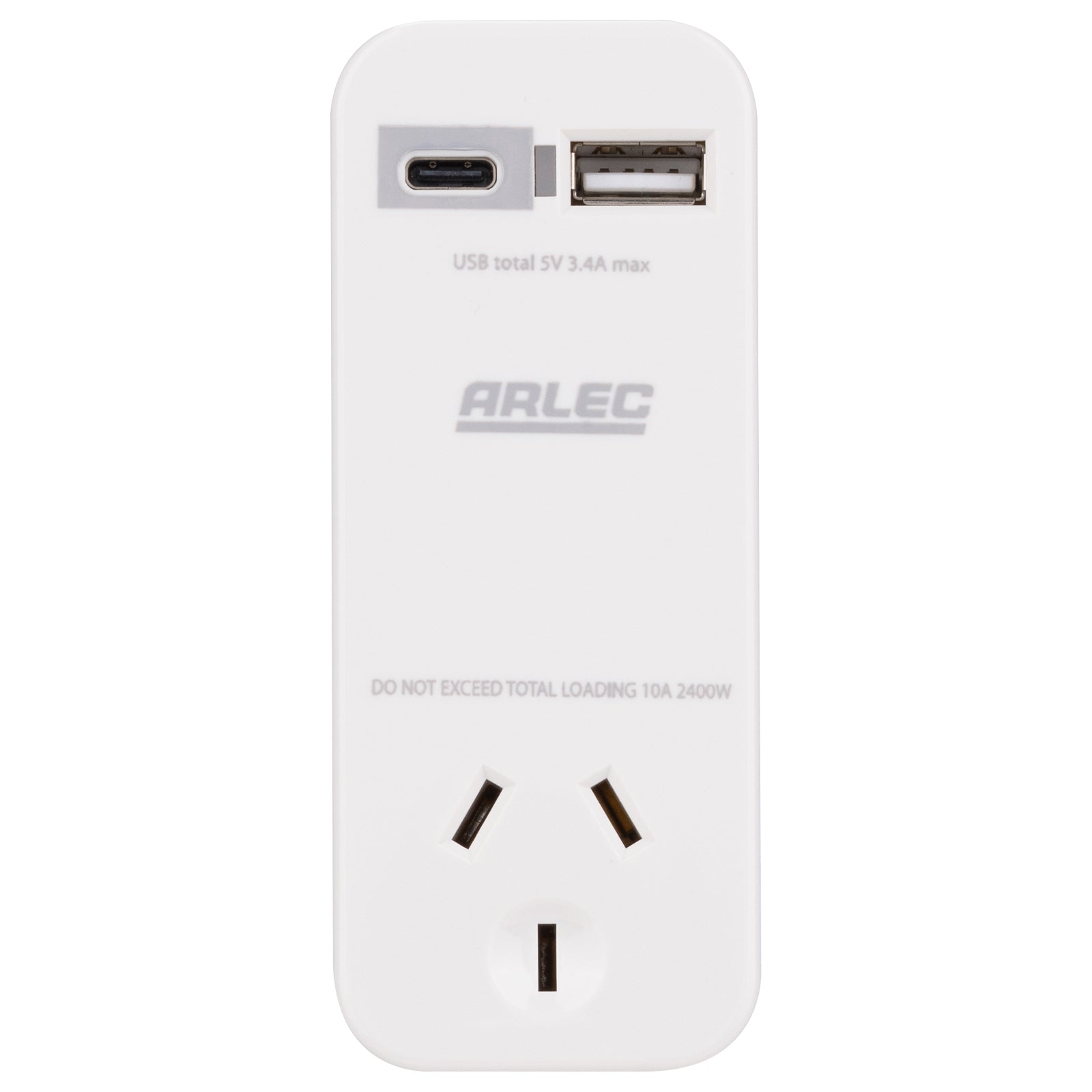 Arlec White Compact Power Adapter with USB 3.4A