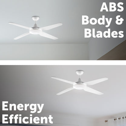 Arlec Madrid White 4-Blade 130cm Grid Connect Smart DC Ceiling Fan With Remote