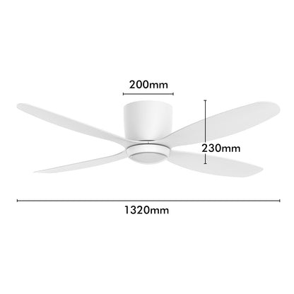 Arlec 132cm Miami 4-Blade DC Hugger Fan with CCT Light And Remote