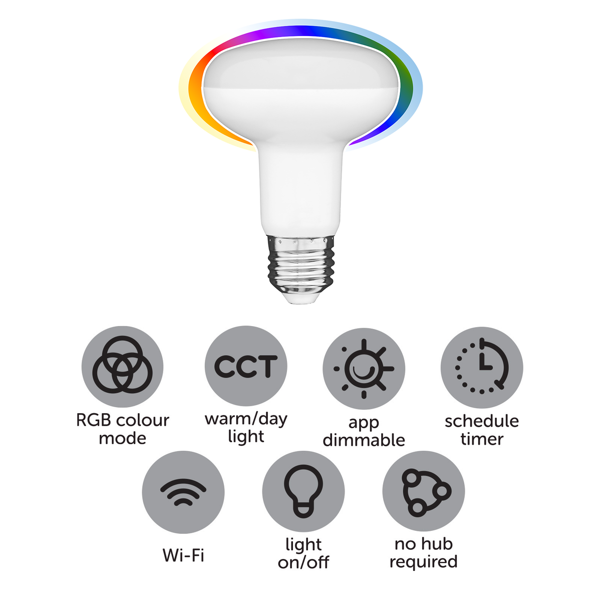 Arlec Grid Connect Smart 10W E27 RGB+CCT and Tunable White LED Reflector Globe