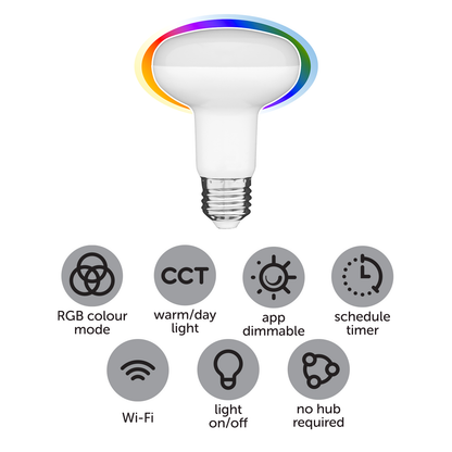 Arlec Grid Connect Smart 10W E27 RGB+CCT and Tunable White LED Reflector Globe
