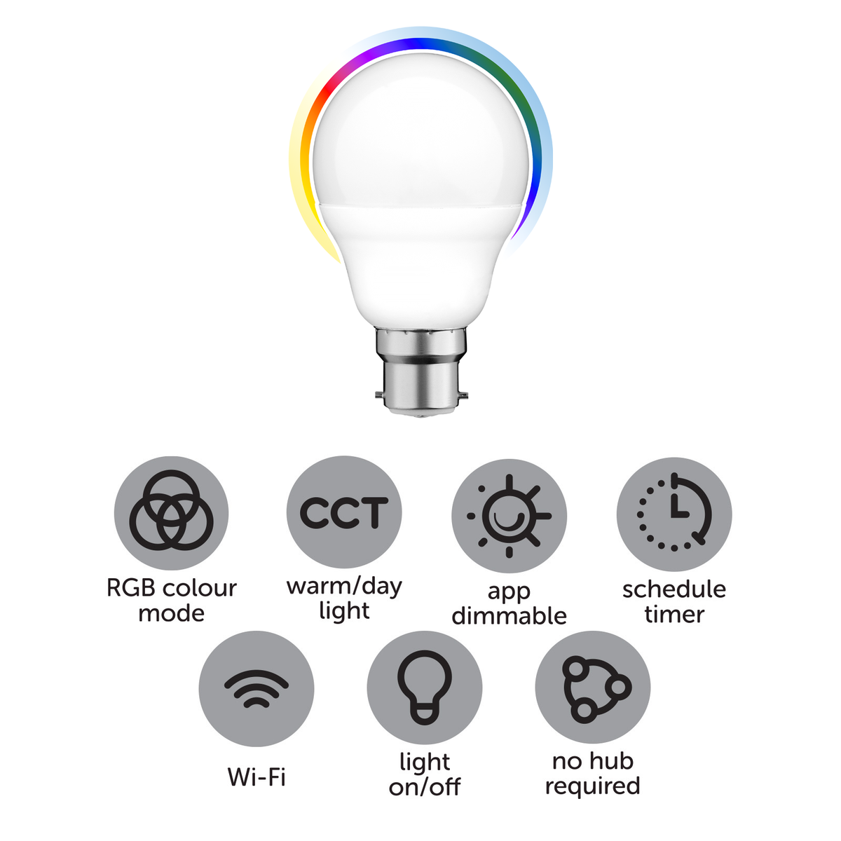 Arlec Grid Connect Smart 5W B15 RGB+CCT and Tunable White Fancy Round LED Globe - Matter Compatible
