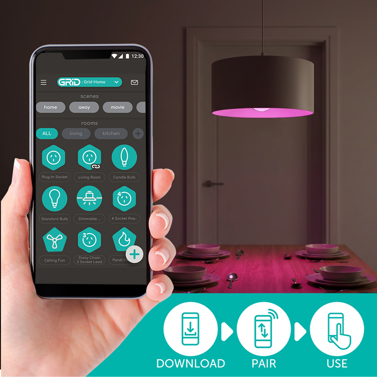 Arlec Grid Connect Smart 9W B22 A60 RGB+CCT and Tunable White LED Globe with Remote