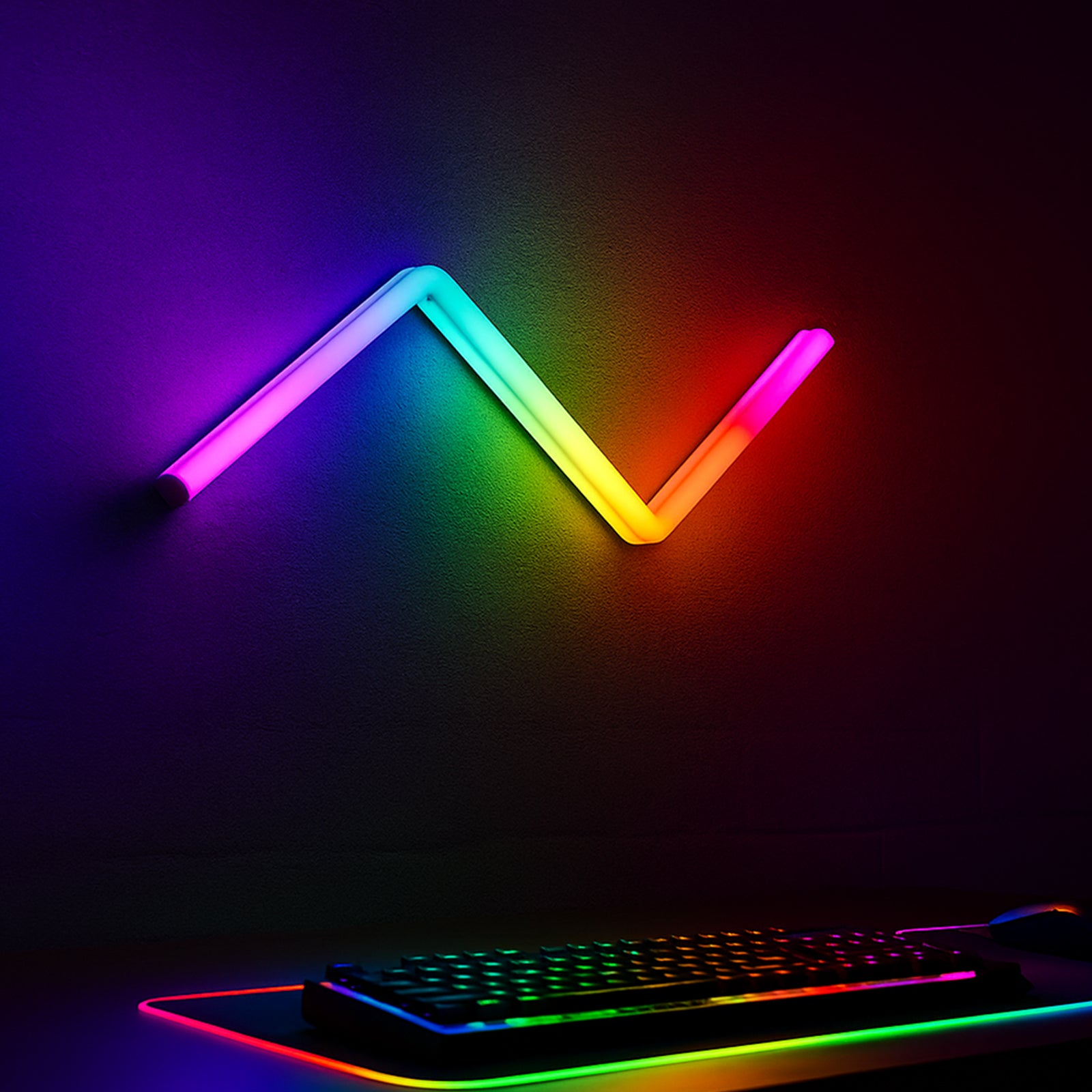 Smart connectable RGB bar lights with sound sync, CCT & RGB control, voice assistant and app compatible