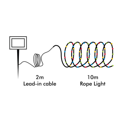 Arlec 10m Coloured Solar Powered Thin LED Rope Light