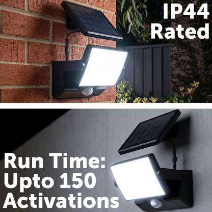 Solar linkable single head security floodlight with PIR motion sensor