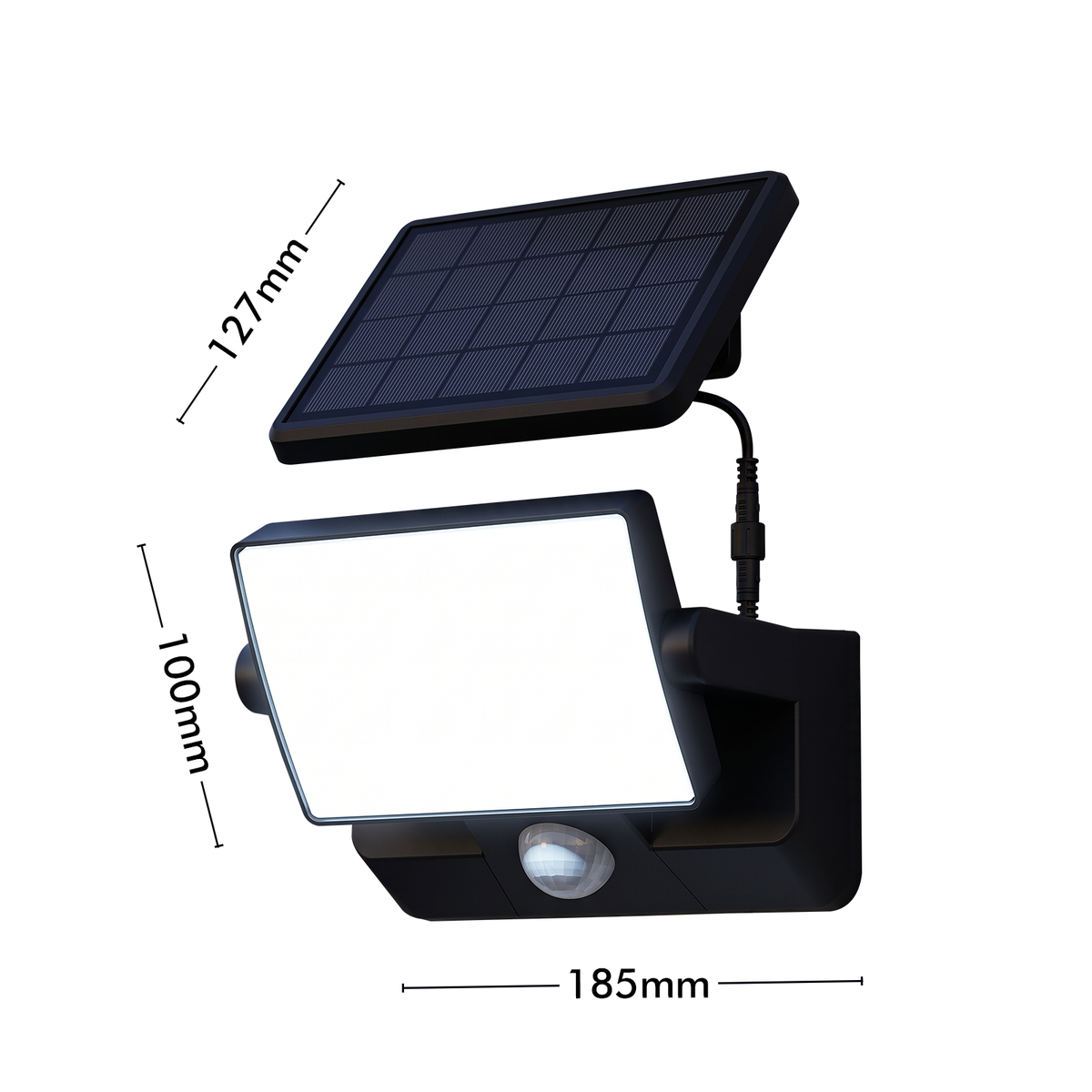 Solar linkable single head security floodlight with PIR motion sensor