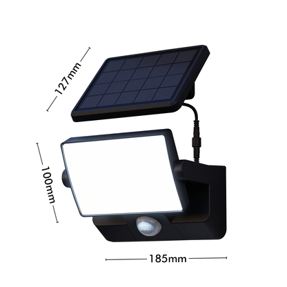 Solar linkable single head security floodlight with PIR motion sensor