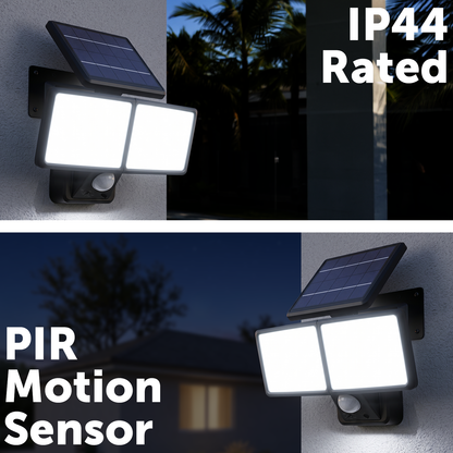 Arlec Solar Linkable Twin Head Security Flood Light With PIR Motion Sensor