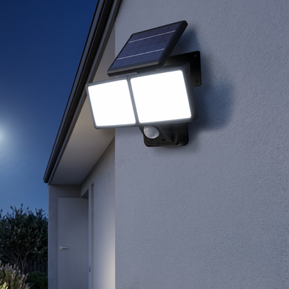 Arlec Solar Linkable Twin Head Security Flood Light With PIR Motion Sensor