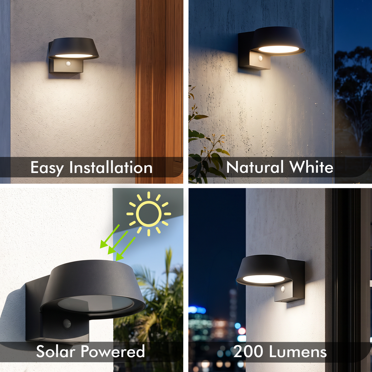 Arlec Solar Linkable Round Outdoor Wall Light with PIR Motion Sensor