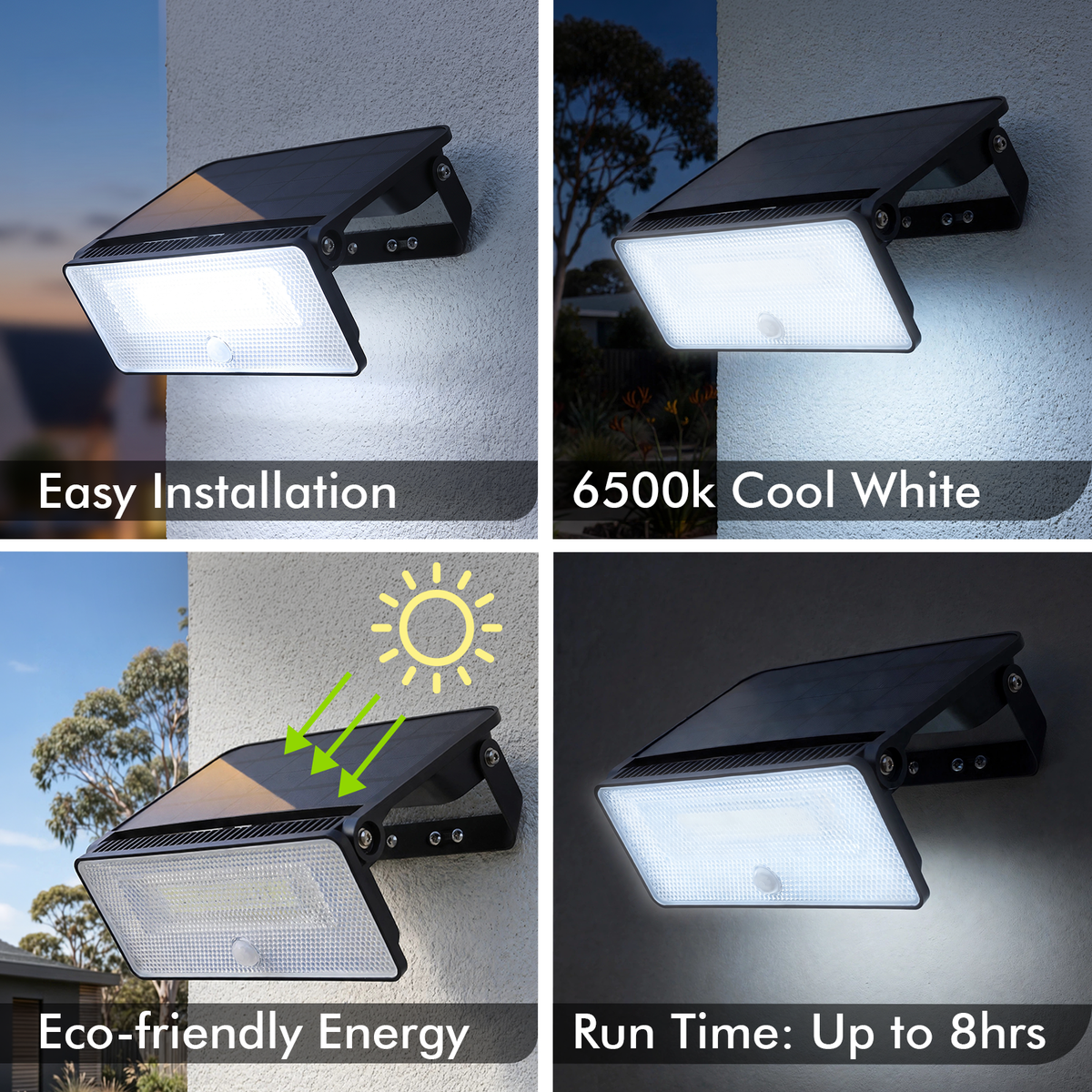Arlec Echo Solar Linkable 16W LED Adjustable Outdoor Wall Light with PIR Sensor