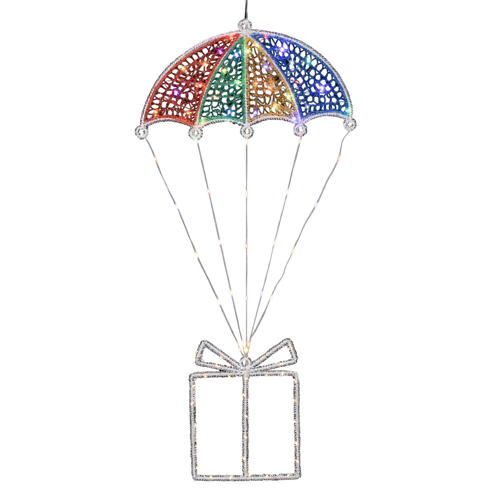 Arlec 86-LED acrylic parachute light with iron WR frame, 42.5×84.5 cm.