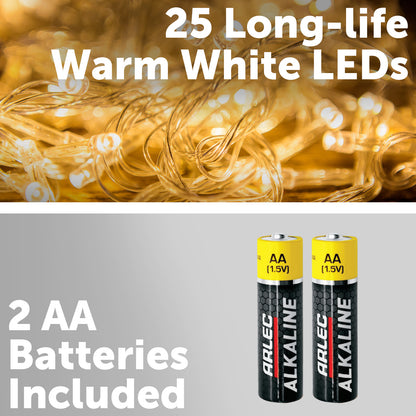 Arlec 15cm Warm White Battery Powered 25 LED Hanging Star