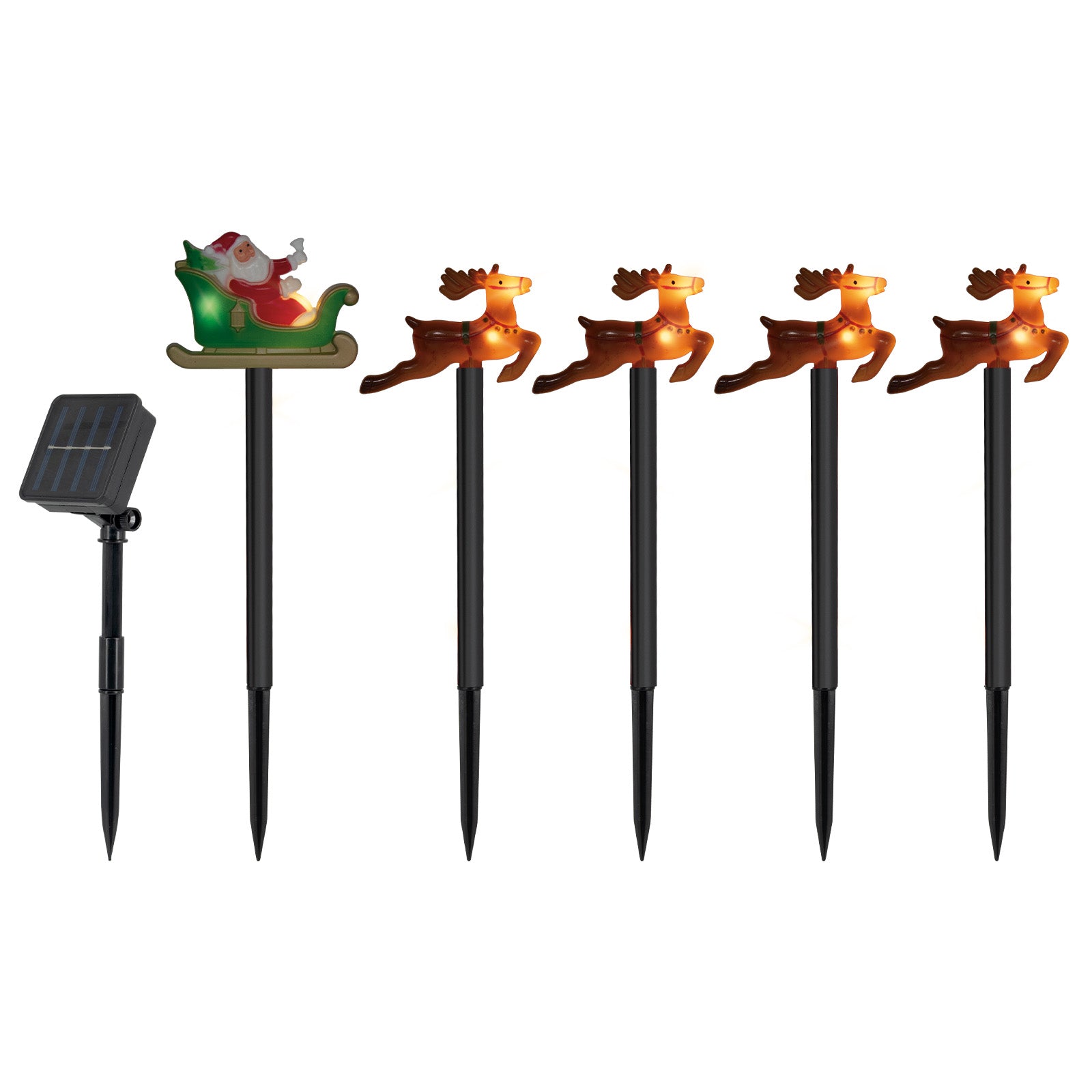 Arlec 5 Solar Powered Santa and Deer Stake Lights