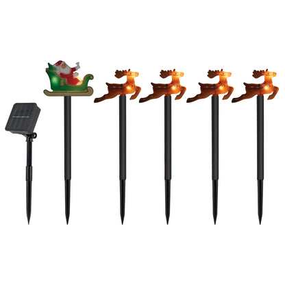 Arlec 5 Solar Powered Santa and Deer Stake Lights