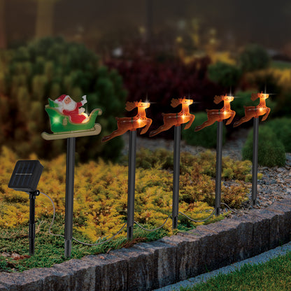 Arlec 5 Solar Powered Santa and Deer Stake Lights