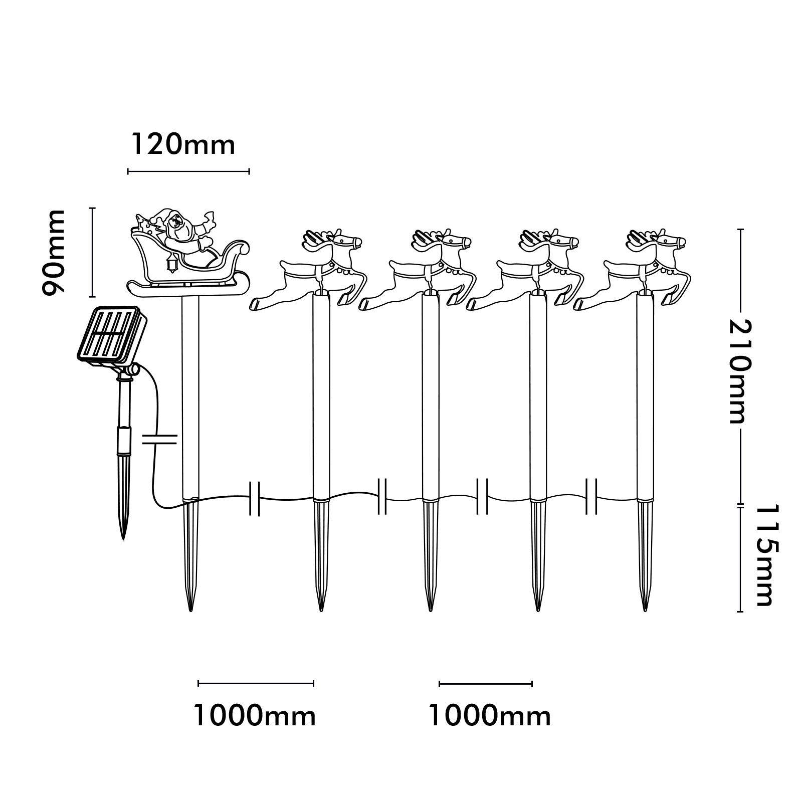 Arlec 5 Solar Powered Santa and Deer Stake Lights