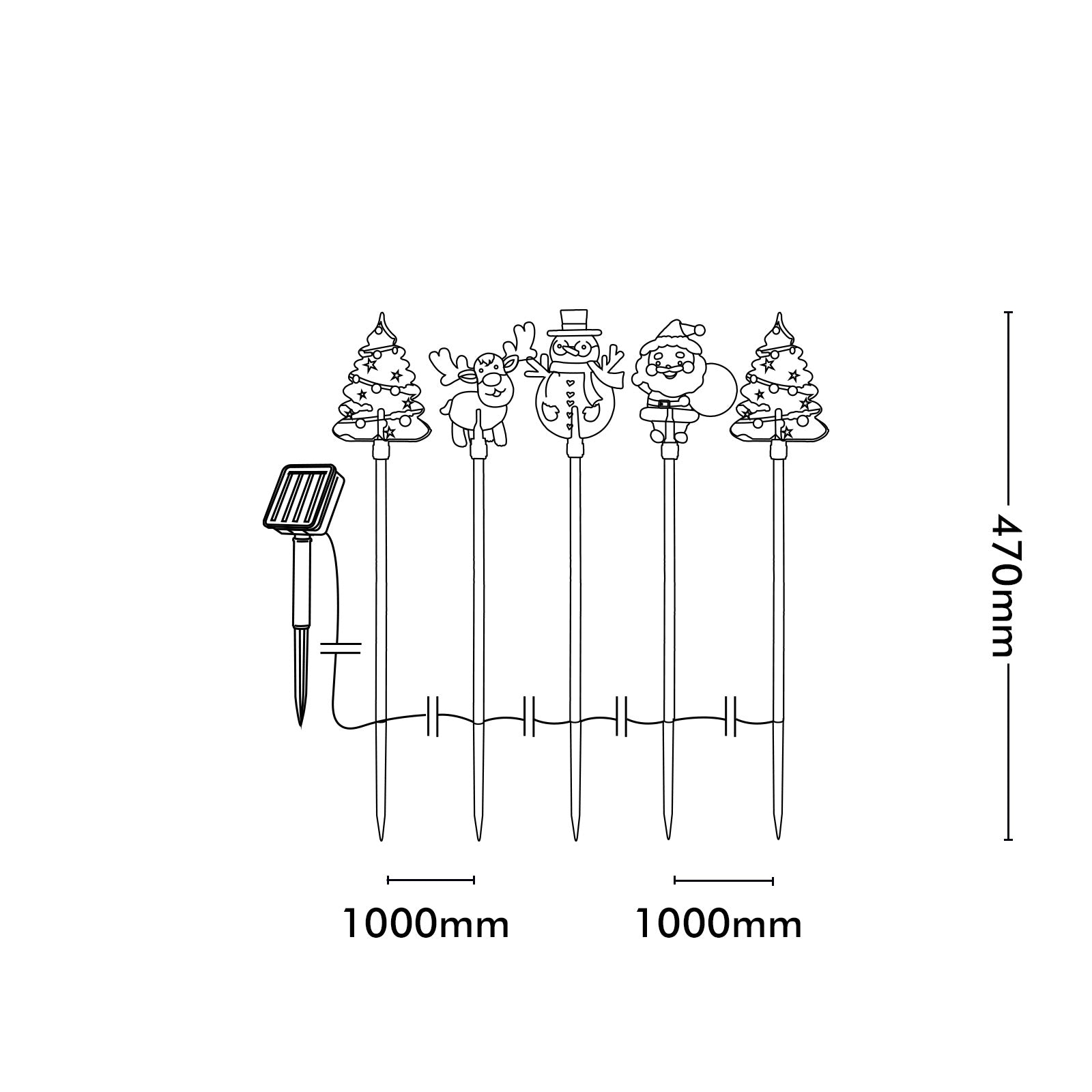 Arlec 5 Solar Powered Santa And Friends Stake Lights
