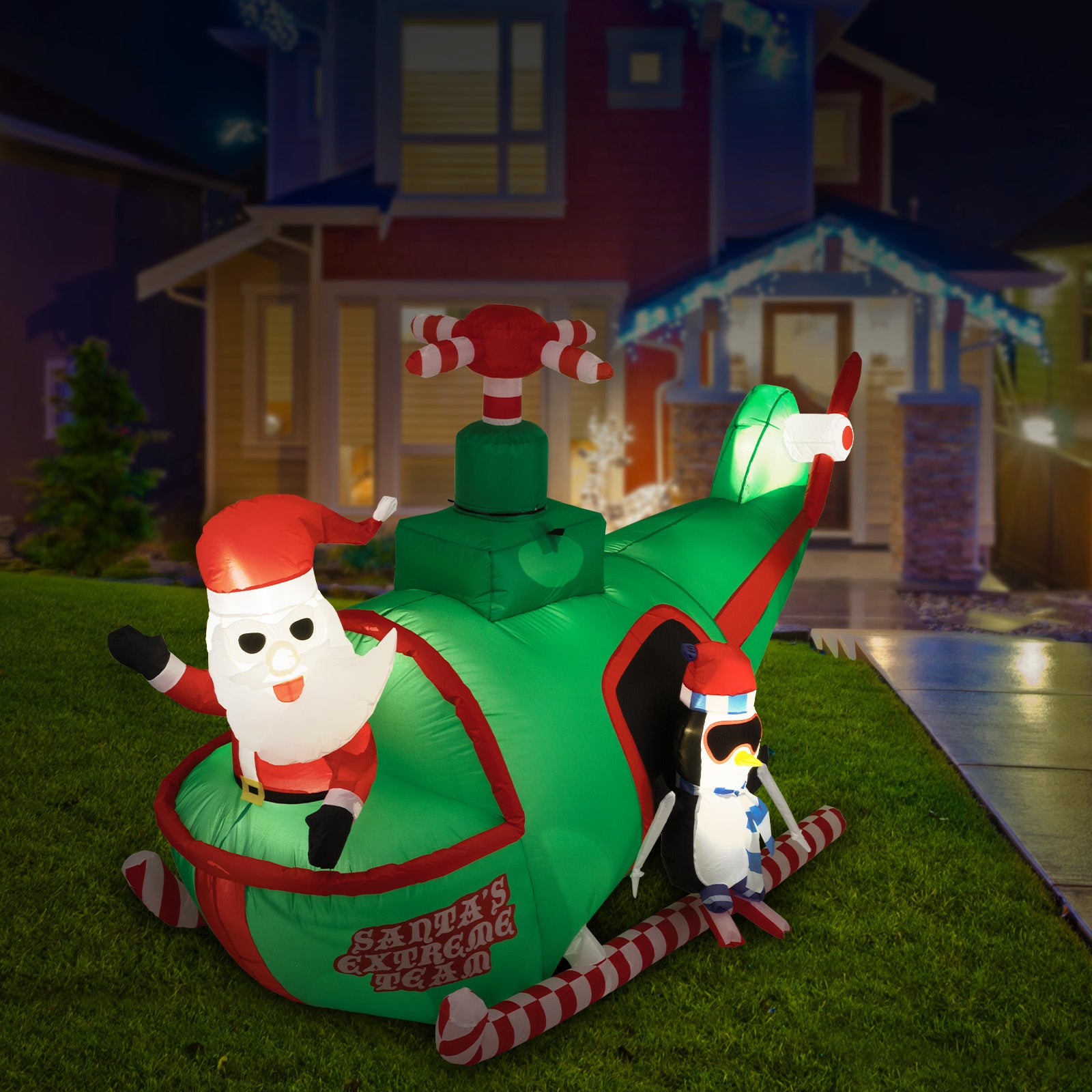 Arlec 1.67m Inflatable Rotating Santa in Helicopter