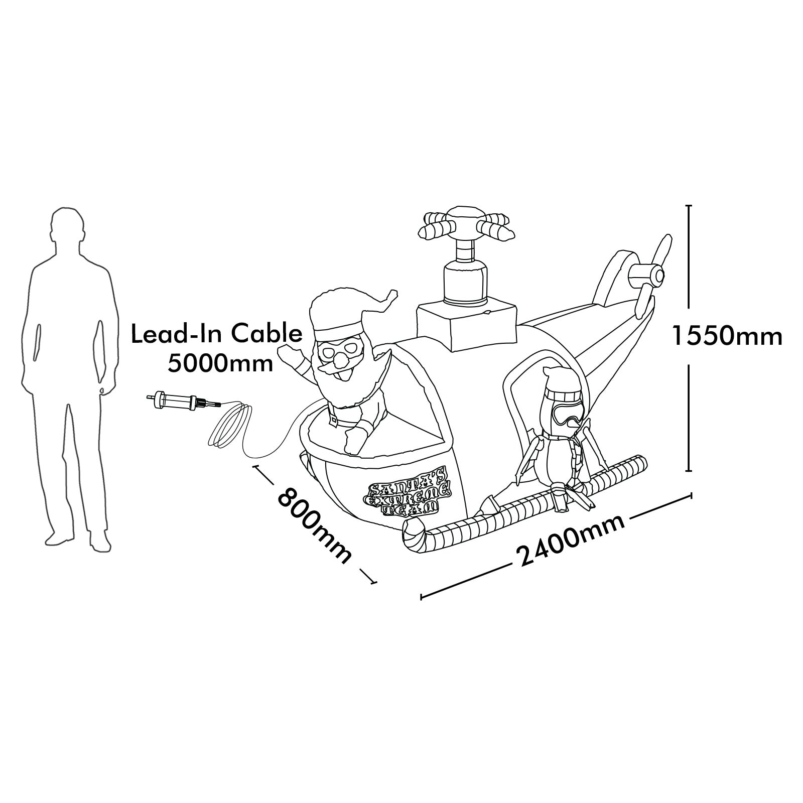 Arlec 1.67m Inflatable Rotating Santa in Helicopter