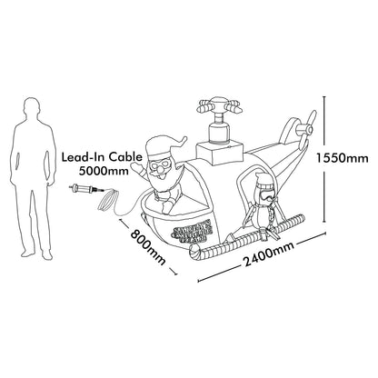 Arlec 1.67m Inflatable Rotating Santa in Helicopter