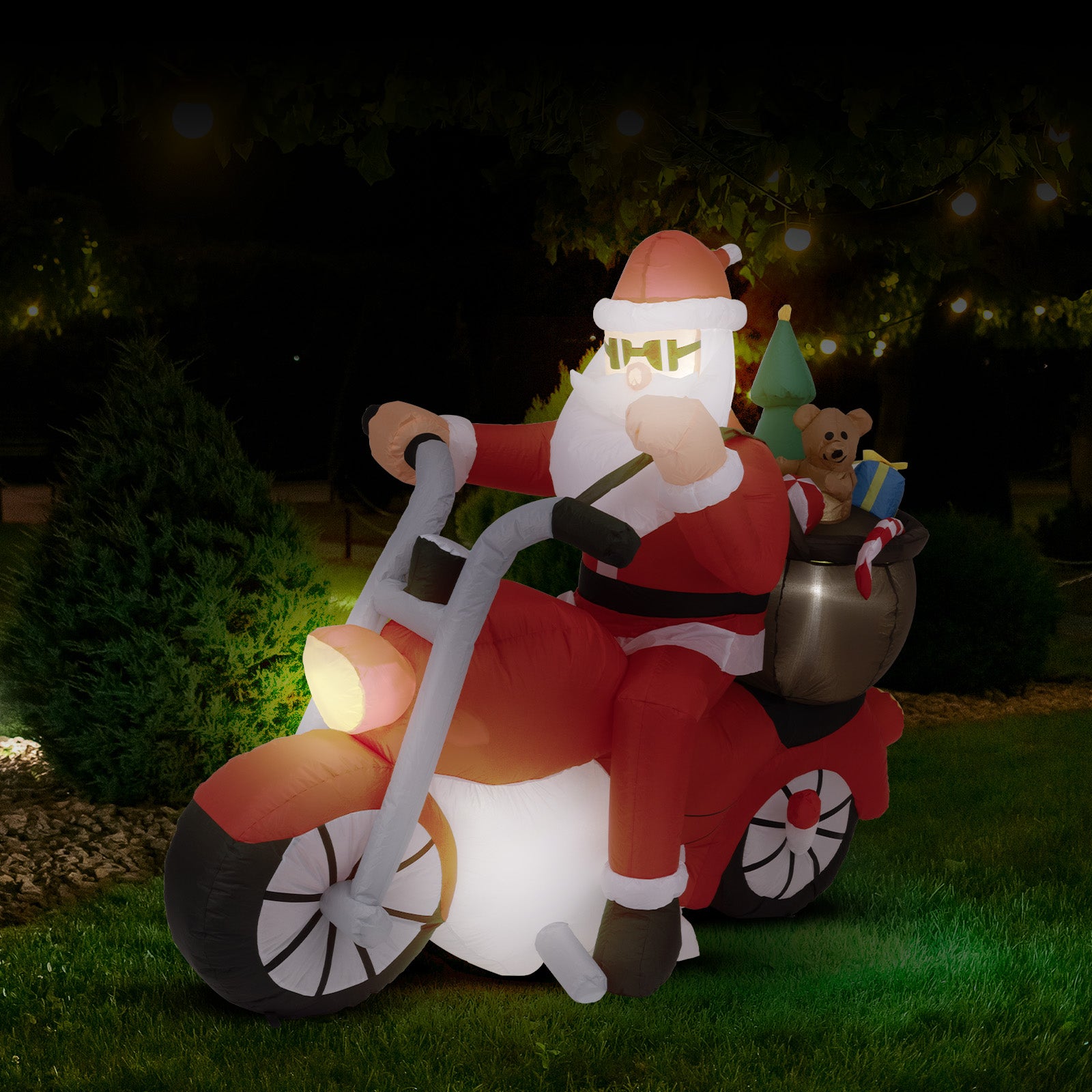 Arlec 1.5m Inflatable Santa on Motorcycle