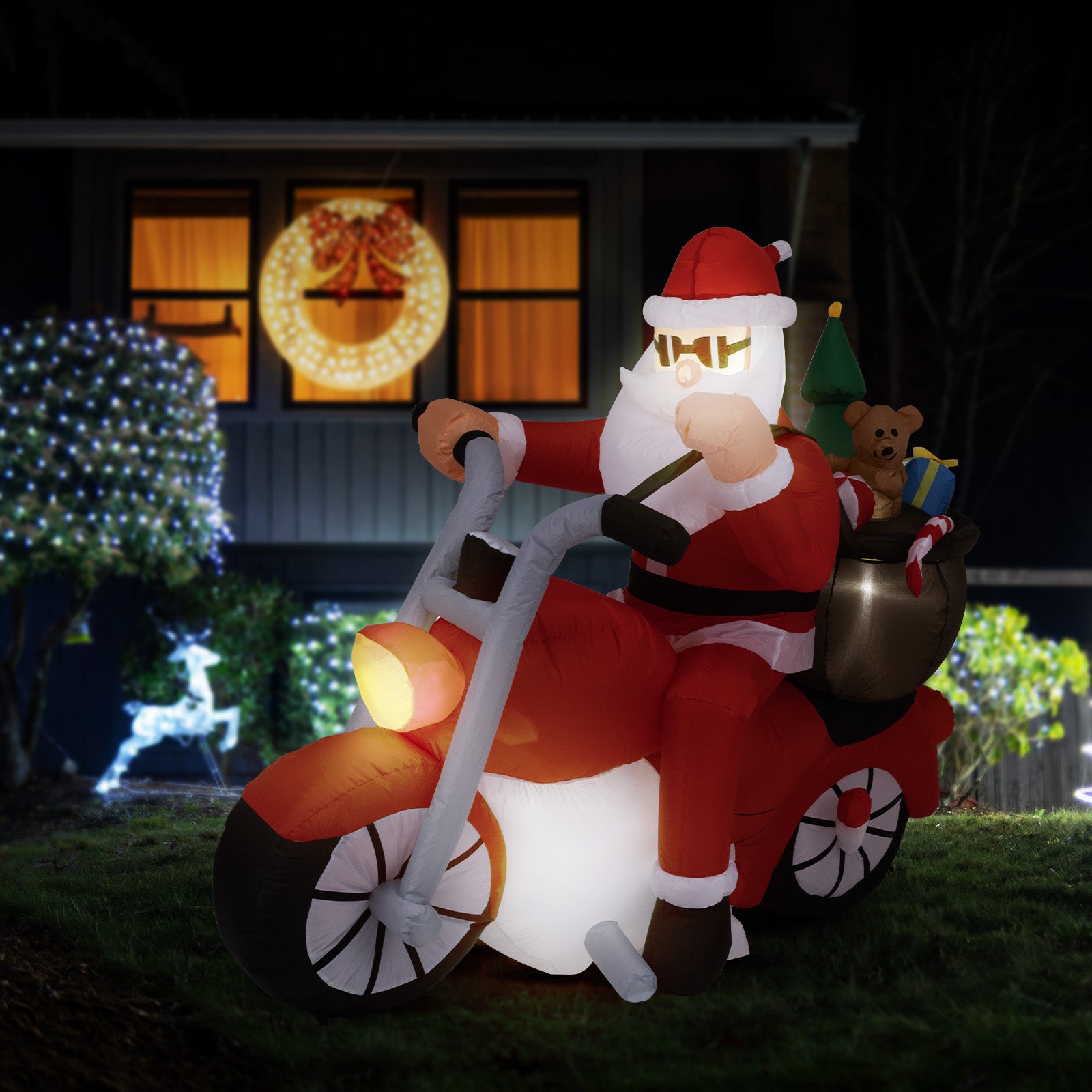 Arlec 1.5m Inflatable Santa on Motorcycle