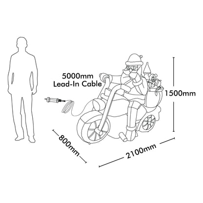 Arlec 1.5m Inflatable Santa on Motorcycle