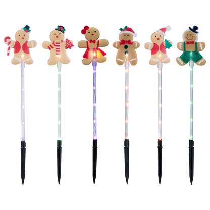 Arlec Solar Gingerbread Family Stake Light - Pack of 6