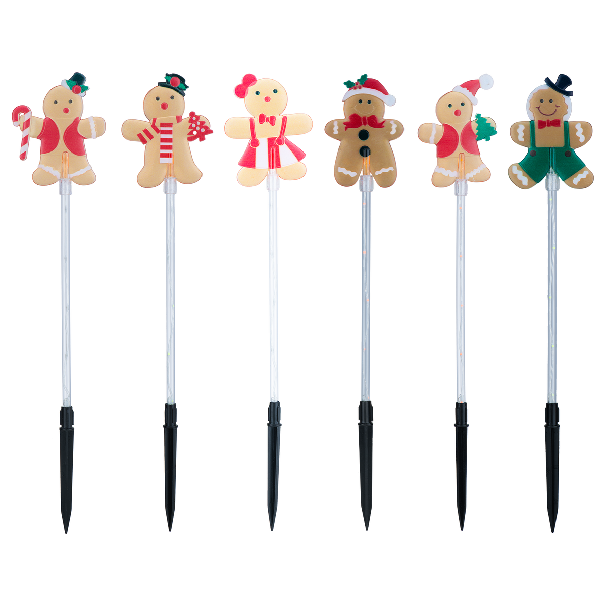 Arlec Solar Gingerbread Family Stake Light - Pack of 6