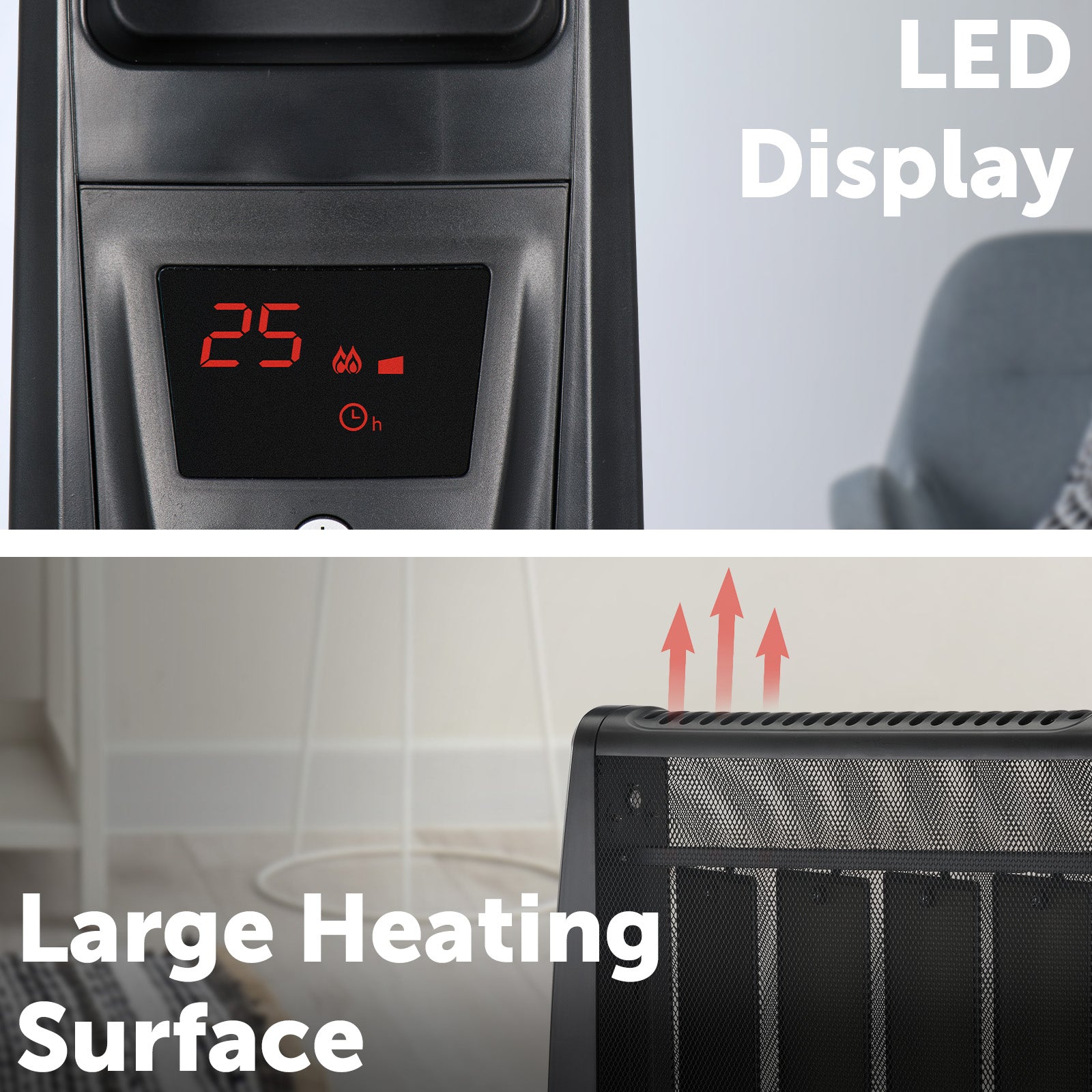 Arlec 2400W Micathermic Heater With Electronic Thermostat And Timer