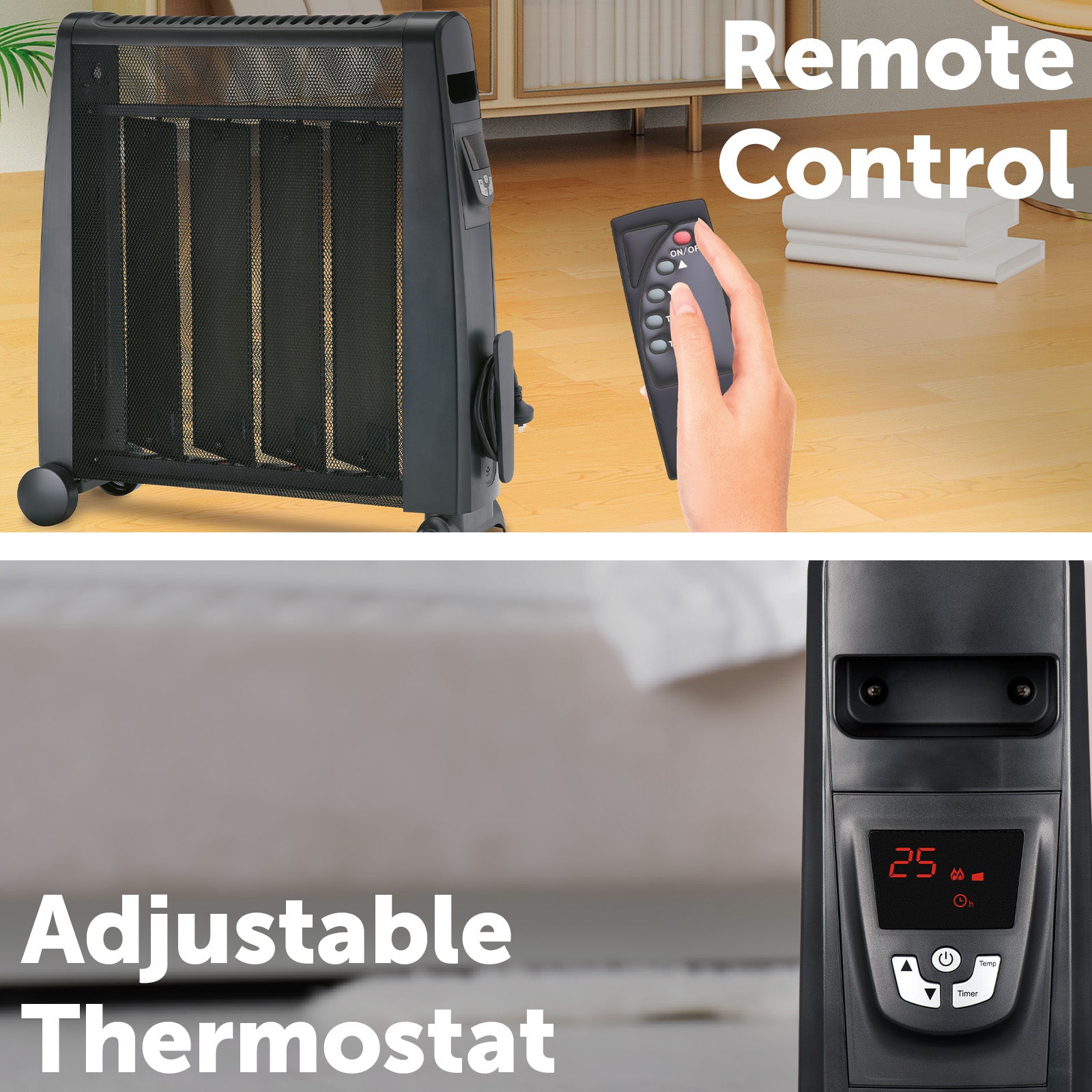 Arlec 2400W Micathermic Heater With Electronic Thermostat And Timer