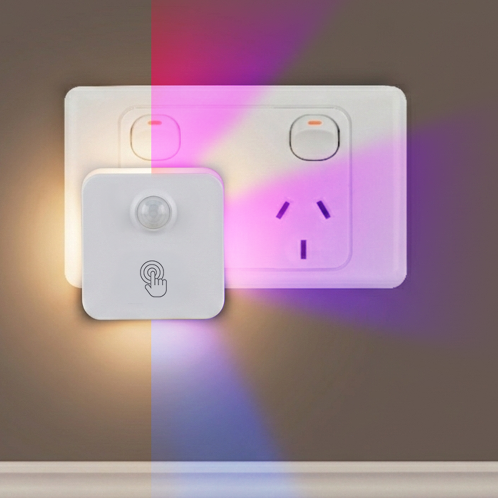 Arlec Round Lit Square Shape Plug In Motion Sensor Night Light