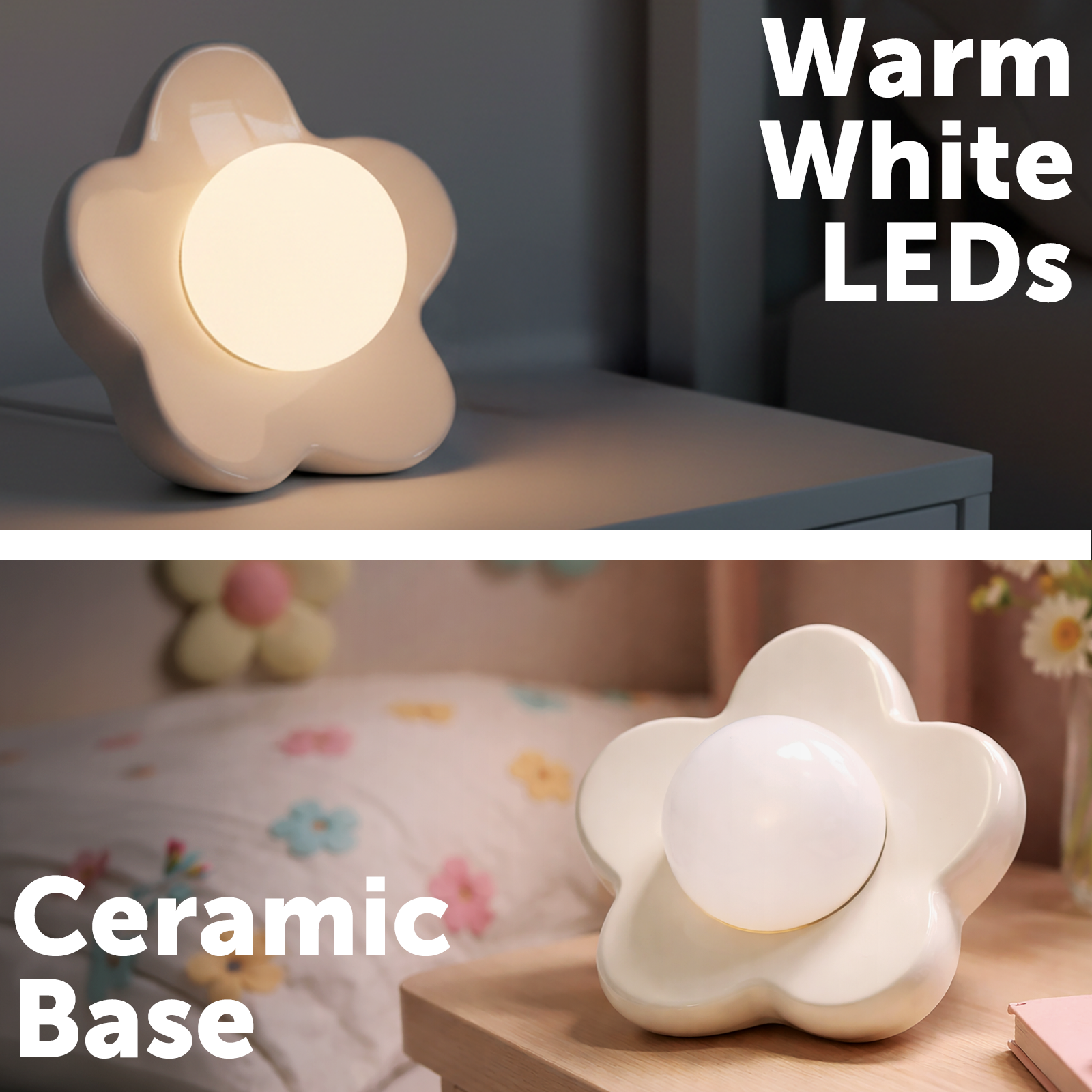 Arlec White Ceramic Flower Lamp