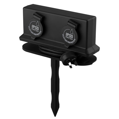 Arlec Dark Grey 2 Outlet Outdoor Powerboard With Removable Garden Stake