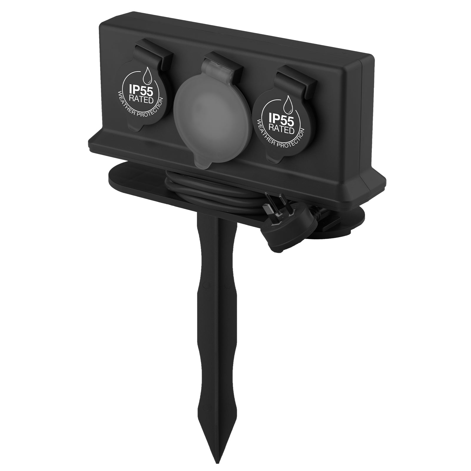 Arlec Grey 4 Outlet Outdoor Powerboard With Timer And Removable Garden Stake