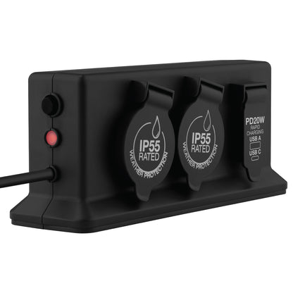 Arlec Black 4 Outlets with USB A&C Powerboard