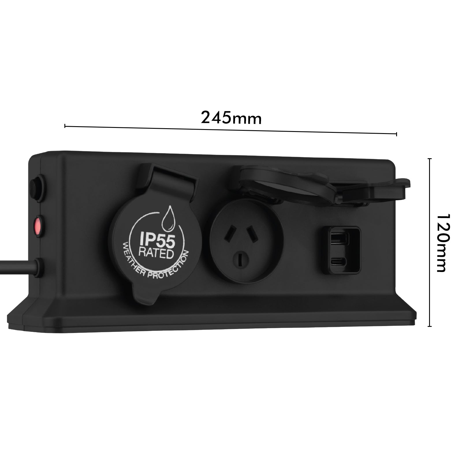 Arlec Black 4 Outlets with USB A&C Powerboard