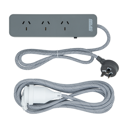Arlec Braided Powerboard and Extension Lead Combo Pack