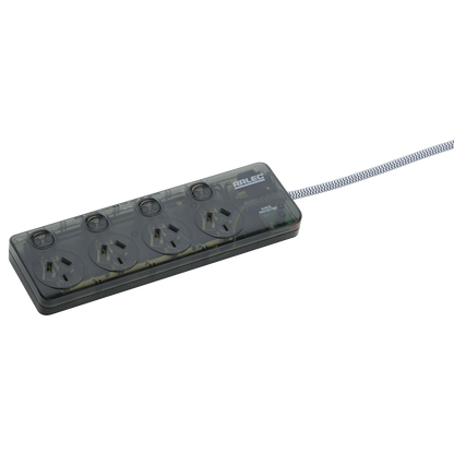 Arlec Clear Grey 4 Outlet Surge Protected Powerboard
