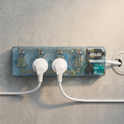 Arlec Clear Blue 4 Outlet Surge Protected Powerboard