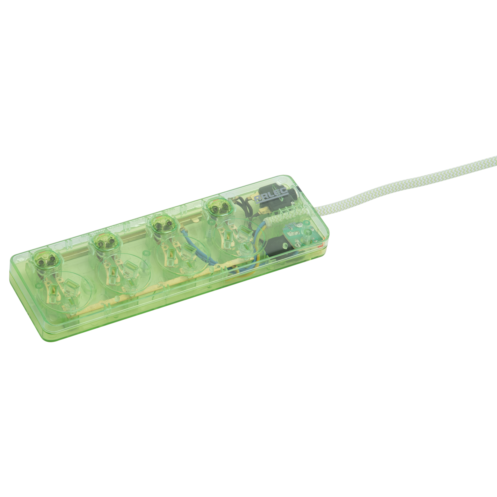 Arlec Clear Green 4 Outlet Surge Protected Powerboard