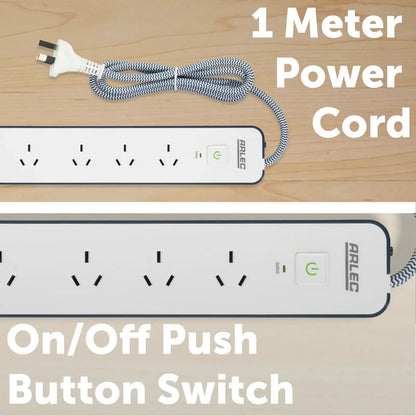 Arlec 4 Outlet PD30W Rapid Charge Powerboard – USB C powerboard with surge protection, stylish design, home & office use